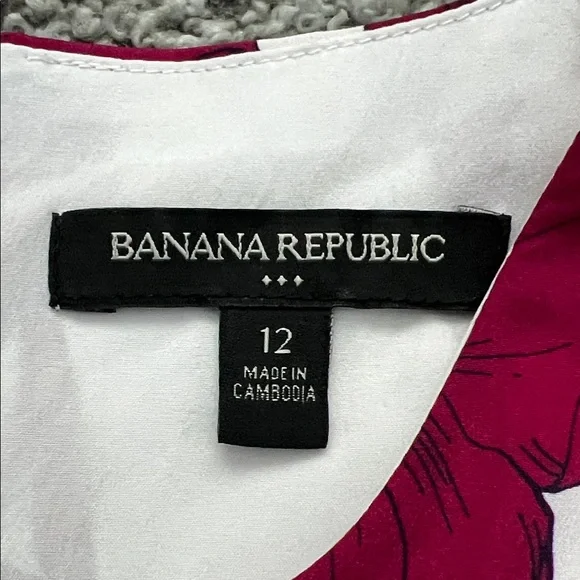 Banana Republic Women’s White & Burgundy Floral Sleeveless Shift Dress - Size 12 - Picture 6 of 9